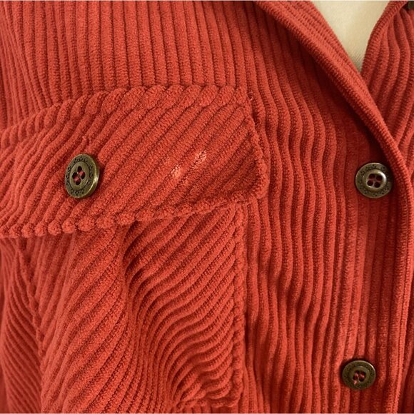 Alfred Dunner L Ribbed Super Soft Red Orange Button Up Shirt Jacket Shacket - Picture 5 of 9
